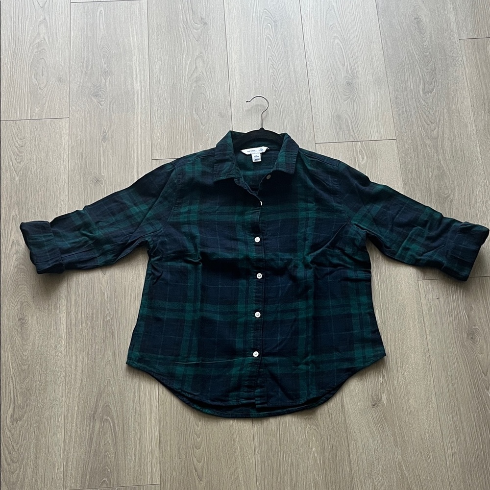 Women’s Green Plaid button down Shirt medium petite